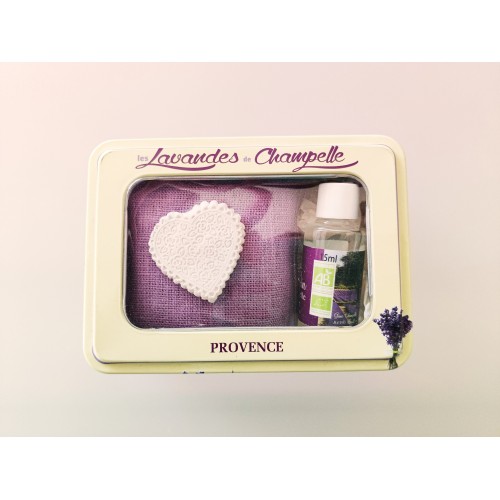 SCATOLA REGALO OLIO ESSENZIALE LAVANDA BIO E CUSCINO